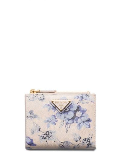 Prada Triangle-logo floral-print wallet - Weiß