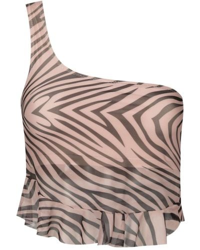 Amir Slama Animal-pattern One-shoulder Top - Pink