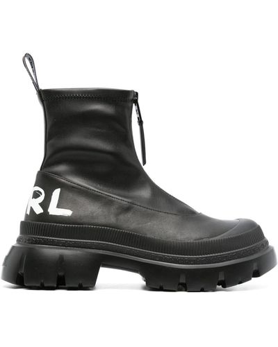 Karl Lagerfeld 60mm Logo-print Leather Ankle Boots - Black