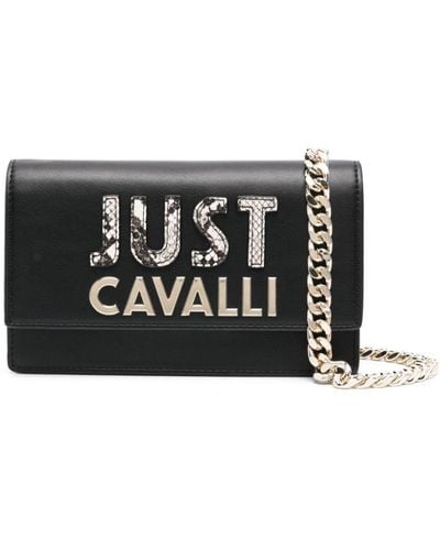 Just Cavalli Embossed-logo Clutch Bag - Black