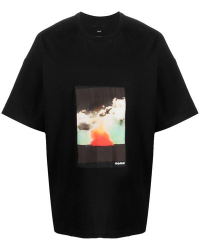 OAMC Graphic-print Organic-cotton T-shirt - Black