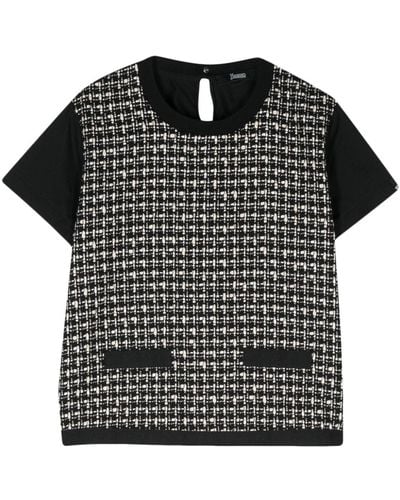 Herno T-shirt à détails en tweed - Noir