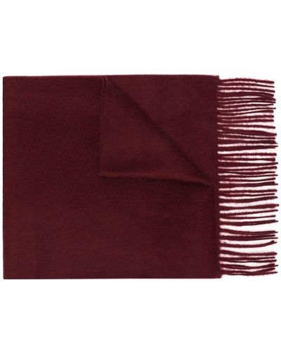 Pringle of Scotland Fringed Knitted Scarf - Red