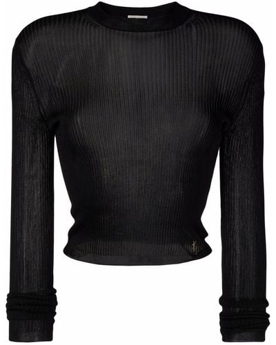 Saint Laurent Ribbed Knit Jumper - Black