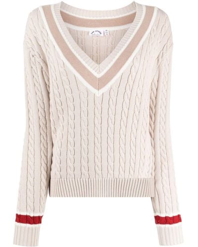 The Upside V-neck Cable-knit Sweater - Natural