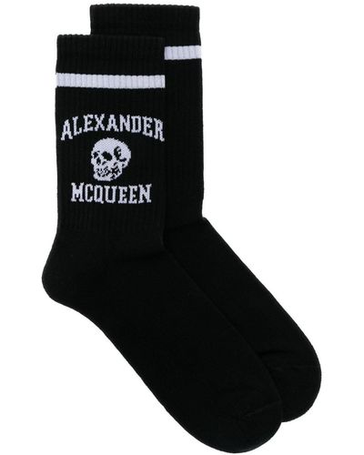 Alexander McQueen Calcetines con logo en intarsia - Negro