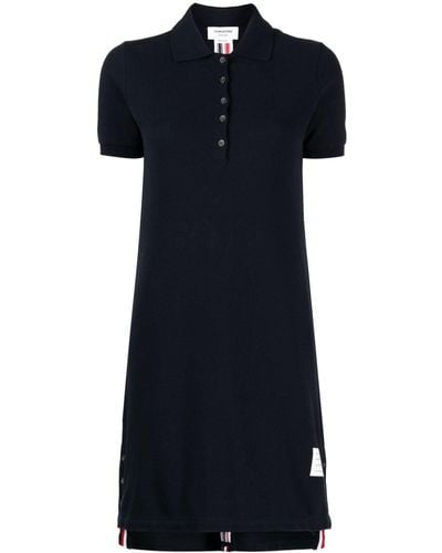 Thom Browne Stripe-detailing Piqué Polo Dress - Blue
