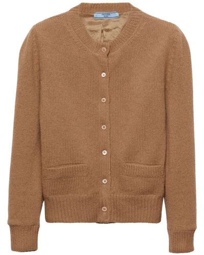 Prada Round-neck Wool-knit Cardigan - Brown