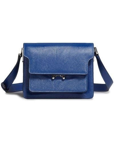 Marni Trunk Leather Shoulder Bag - Blue