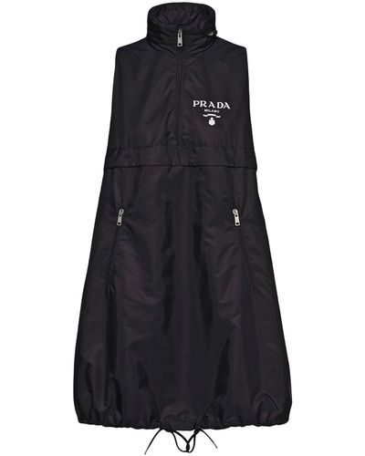 Prada Robe zippée Re-Nylon à coupe courte - Noir
