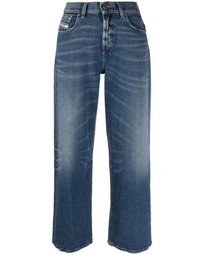 DIESEL Crease-effect Cropped Jeans - Blue