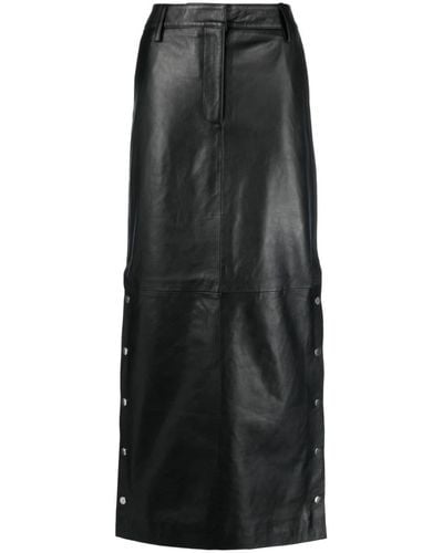 Remain Leather Pencil Midi Skirt - Black