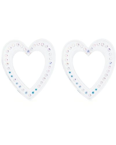 Safsafu Big Heart Crystal-embellished Earrings - White
