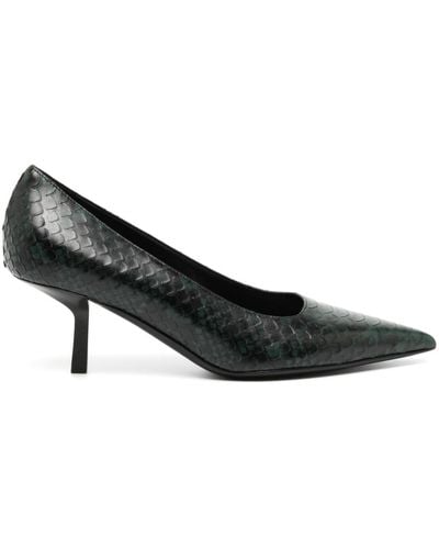 Michael Kors Frankie Runway 60mm Snakeskin-effect Court Shoes - Black