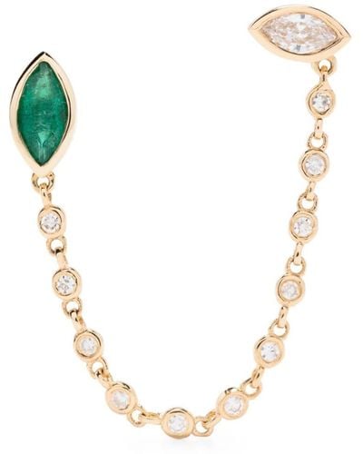 SHAY 18kt Yellow Gold Diamond And Emerald Drop Earring - Metallic