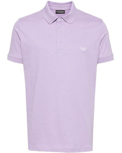 Emporio Armani Logo-embroidered Cotton Polo Shirt - Purple