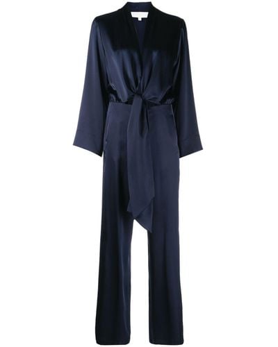 Michelle Mason Jumpsuit Met Gestrikte Voorkant - Blauw