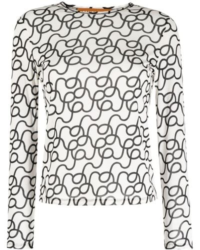 Rejina Pyo Graphic-print Long-sleeve Top - Black