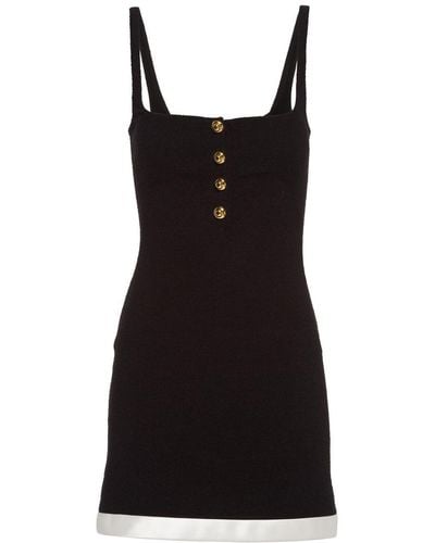 Miu Miu Button-up Bouclé Mini Dress - Black