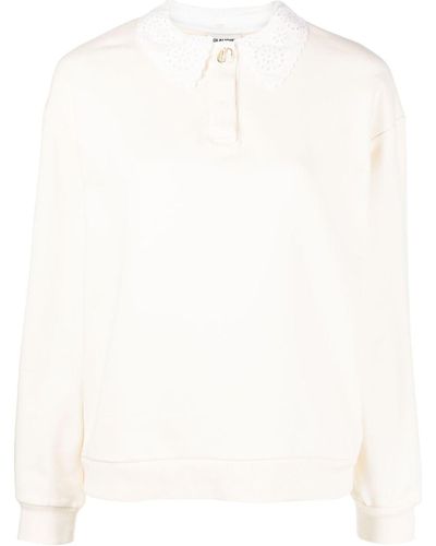 Claudie Pierlot Broderie Anglaise-collar Cotton Sweatshirt - White