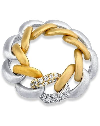 SHAY 18kt White And Yellow Gold Diamond Matte Ring - Metallic