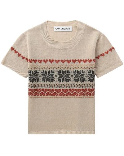 Our Legacy Gestricktes Cropped-T-Shirt - Natur