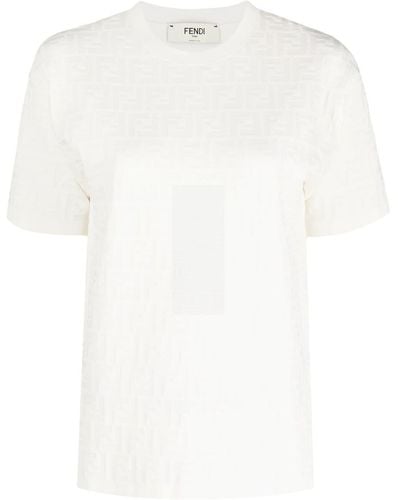 Fendi T-shirt monogrammé à manches courtes - Blanc