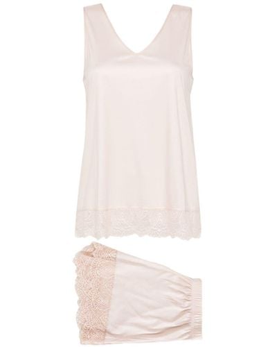 Hanro Laced Pajama Set - White