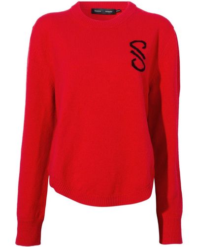 Proenza Schouler Intarsia Knit-logo Merino-wool Sweater - Red