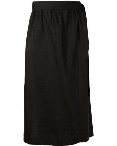 Adriana Degreas Wrap-design Linen Skirt - Black