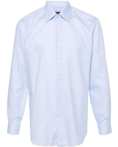 Barba Napoli Textured Cotton Shirt - Blue