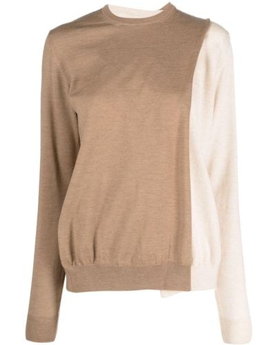 Colville Contrasting Panel-detail Fine-knit Sweater - Natural