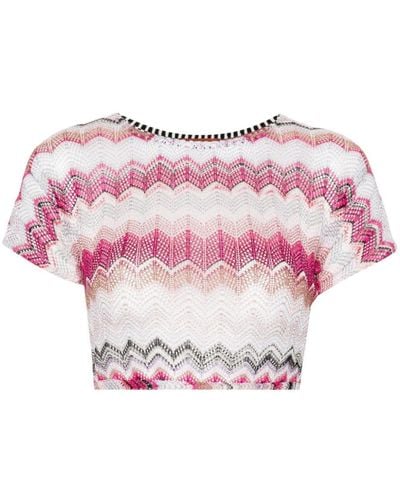 Missoni Zigzag Crochet-knit Top - Pink