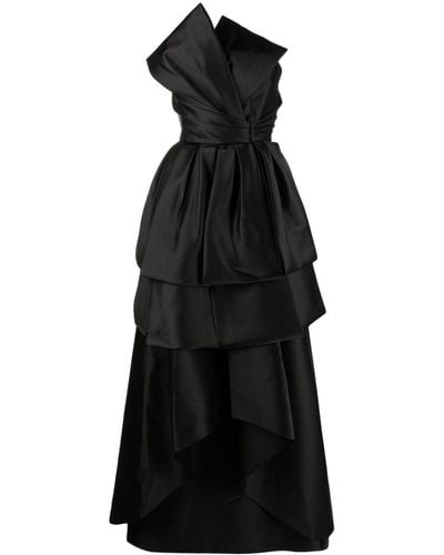 Alberta Ferretti Robe longue drapée à épaules dénudées - Noir