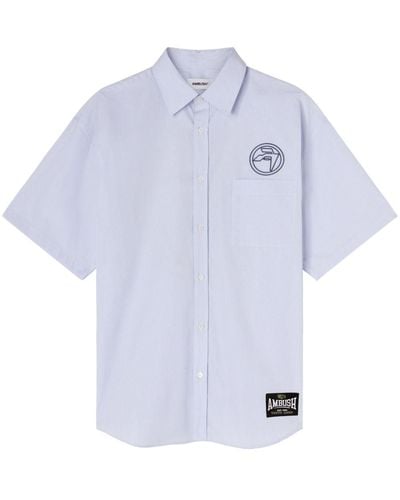 Ambush Short-sleeve Striped Cotton Shirt - White