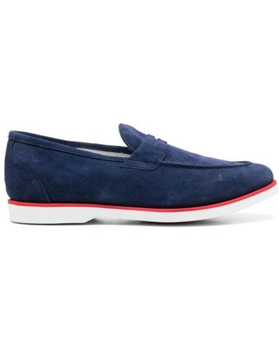 Kiton Penny Slot Suede Loafers - Blue