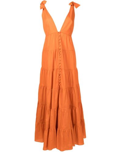 Adriana Degreas V-neck Midi Dress - Orange
