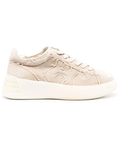 Hogan Frayed Logo-patch Sneakers - Natural