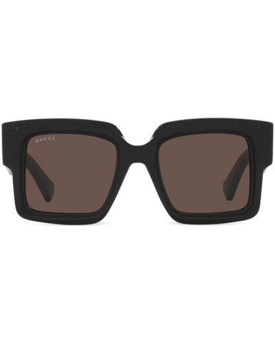 Gucci Logo-plaque Square-frame Sunglasses - Brown