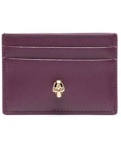 Alexander McQueen Burgundy Leather Card Holder - Purple
