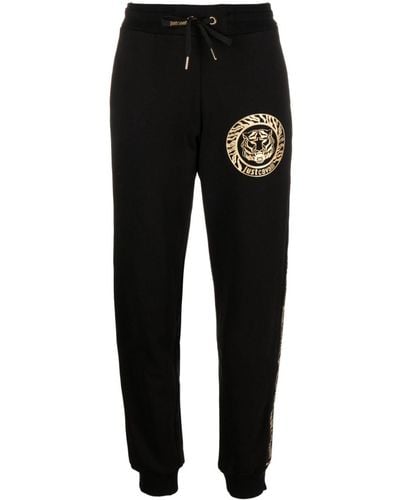Just Cavalli Pantalones de chándal ajustados con logo - Negro