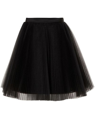 Carolina Herrera Pleated Tulle Miniskirt - Black