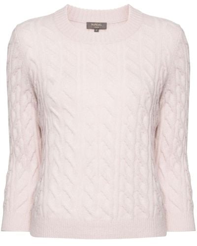 N.Peal Cashmere Cable-knit Cashmere Sweater - Pink