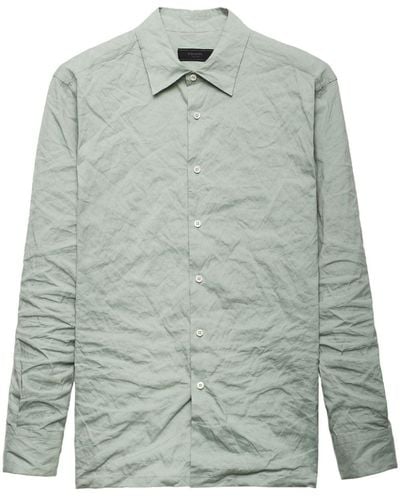Prada Triangle-logo Technical-cotton Shirt - Gray