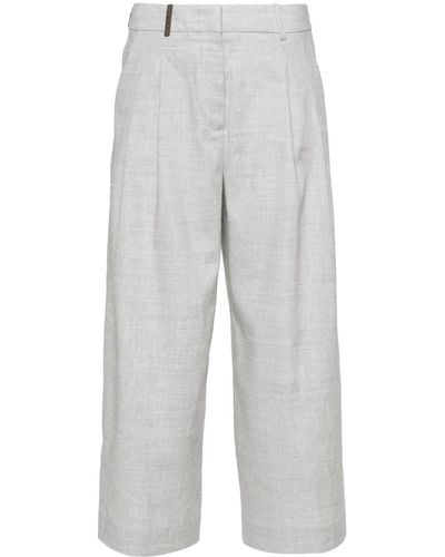Peserico Wide-leg Cropped Pants - Grey