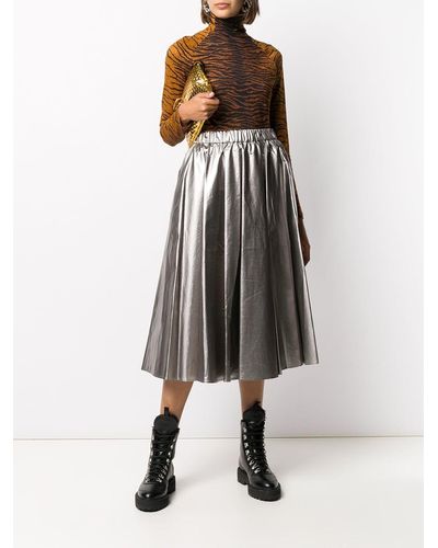 Moncler Metallic Pleated Midi Skirt