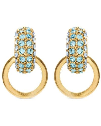 Oscar de la Renta Pavé-crystal Link Earrings - Blue