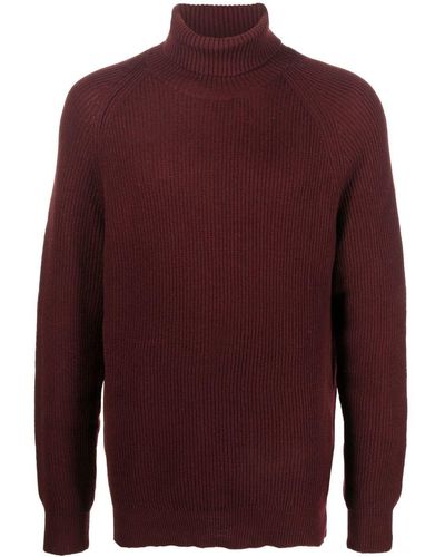 Ballantyne Ribbed Knit Roll-neck Sweater - Red