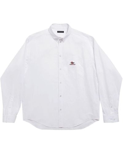 Balenciaga Logo-print Cotton Shirt - White