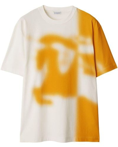 Burberry Tweekleurig Katoenen T-shirt - Geel